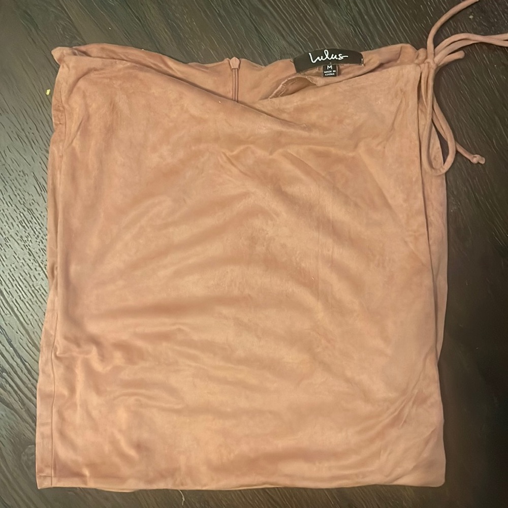 Pink velour mini skirt